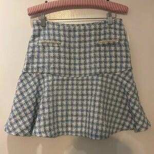 Sweet blue and white checkered skirt
